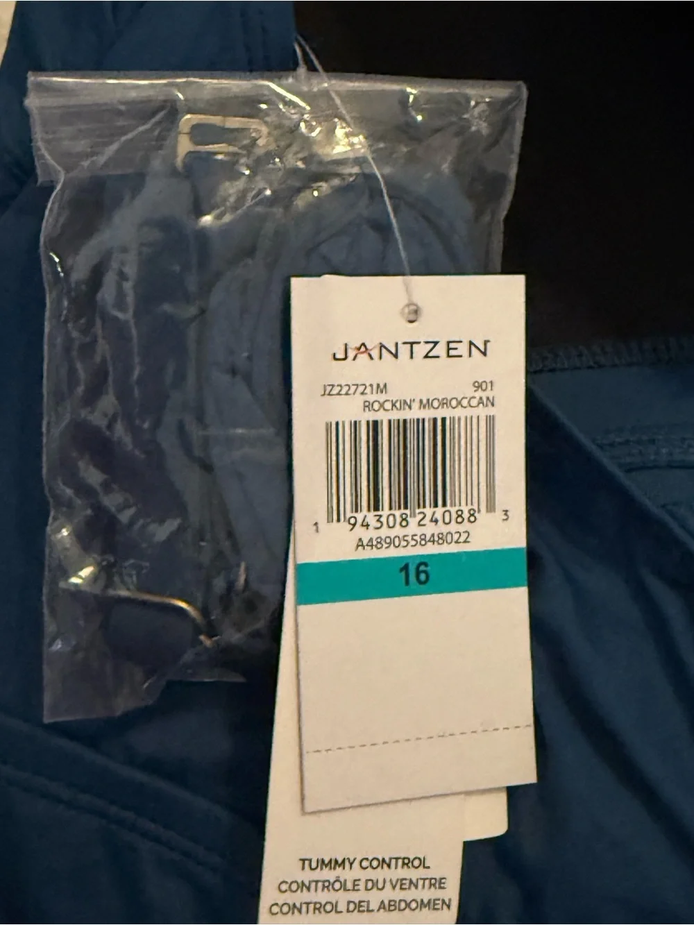 NWT Jantzen Teal Blue Strapless One-Piece Swim Dress Sz 16